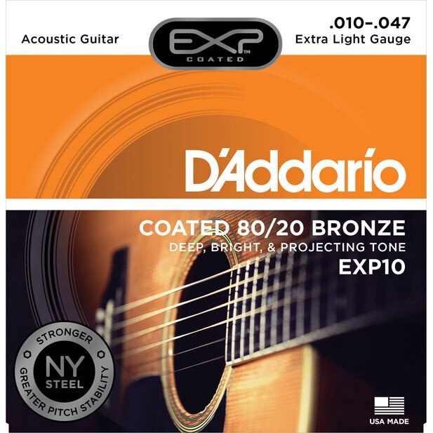 Cordas Para Violão D'Addario EXP Revestidas De Bronze 80/20 , EXP10 EXP11 EXP12 EXP13 EXP14 EXP36 (12)