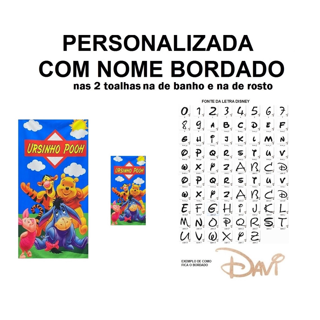 PERSONALIZADA NOME BORDADO kit Toalha de Banho Infantil Ursinho Puff + Toalha de Rosto