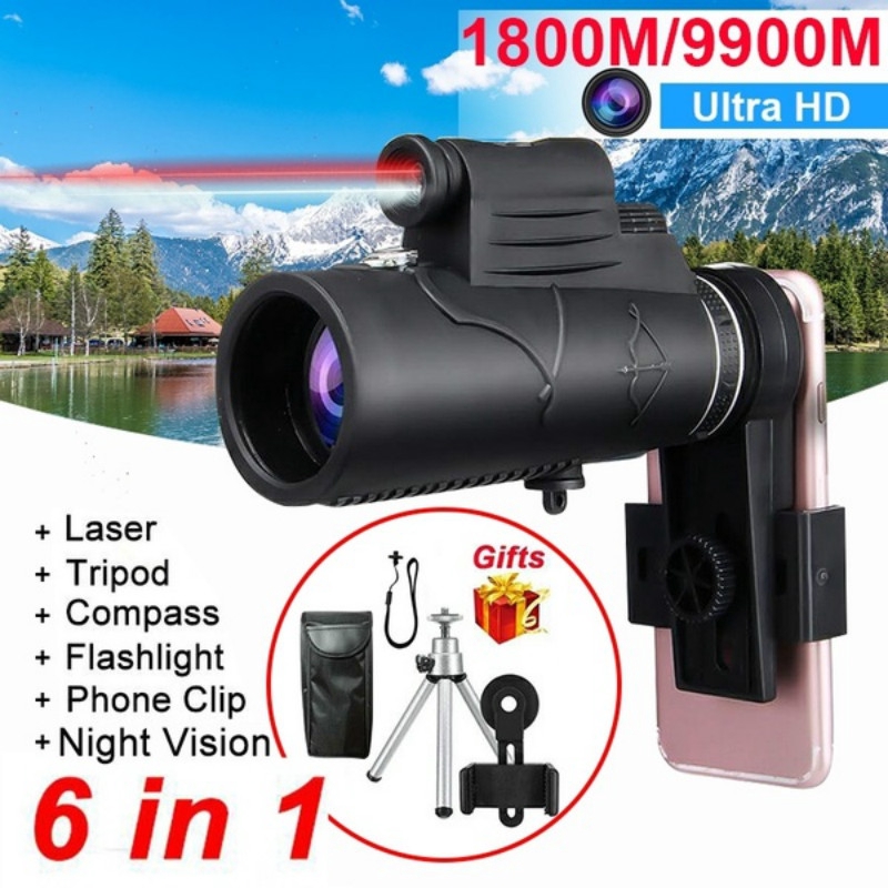 Lanterna Monóculo monocular Com Infravermelho Extra Longo 1800M/9900M Visão Noturna + compass