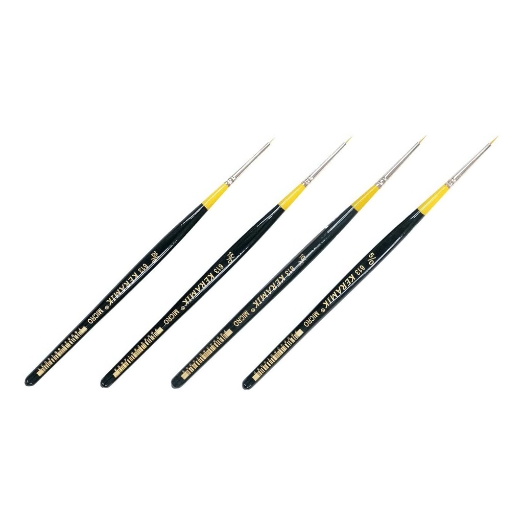 Kit Pinceis Keramik Art Nail 613 Tam (5/0, 10/0, 15/0, 20/0)