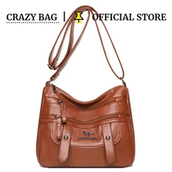 Crazy Bag Large Capacity Flexible Leather Cross Shoulder Shoulder Bag Waterproof For Women
