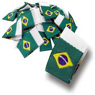 Etiqueta De Bandeira Do Brasil Tecido - Pacote Com 100 Unidades.