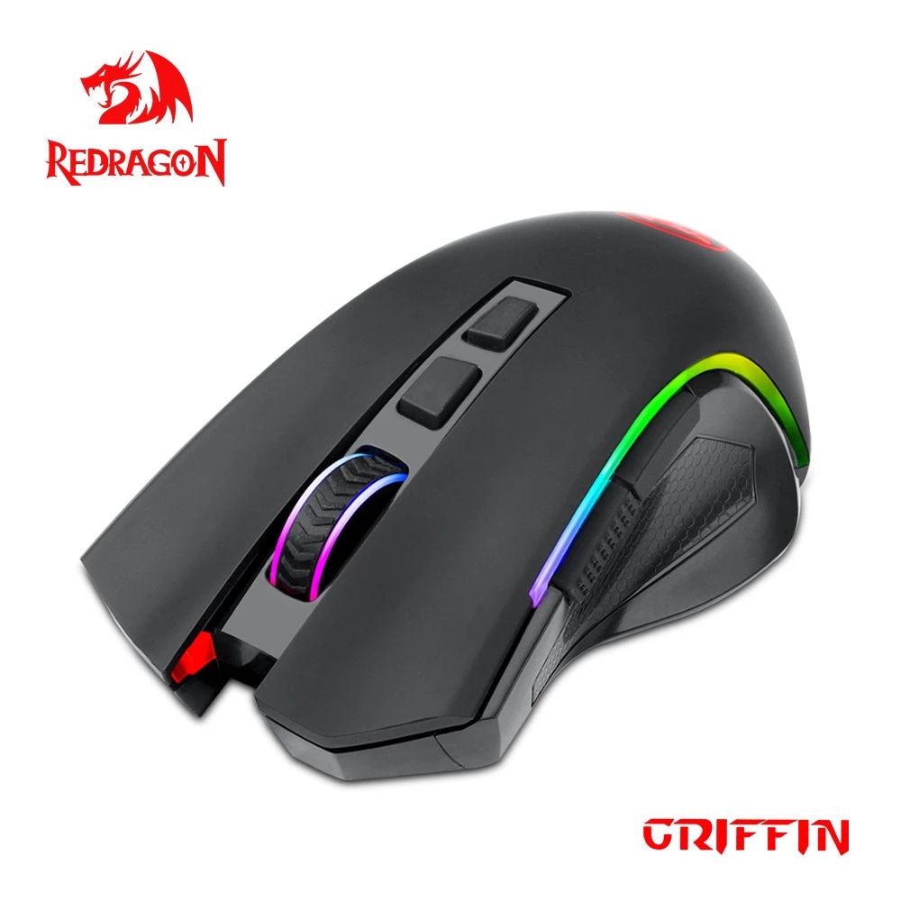 Redragon Mouse Sem Fio Com Vermelho M602 KS RGB Gamer 8000 DPI 8 Botões Programável Ergonômico Para Jogos