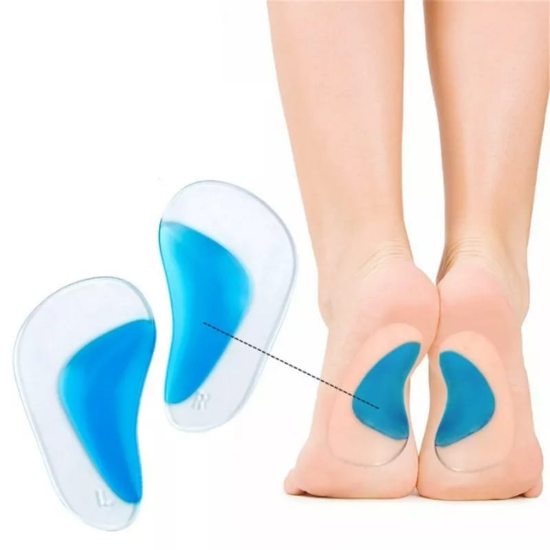 Palmilha Gel Arco Plantar Ortopédica Pé Chato Cavo Silicone