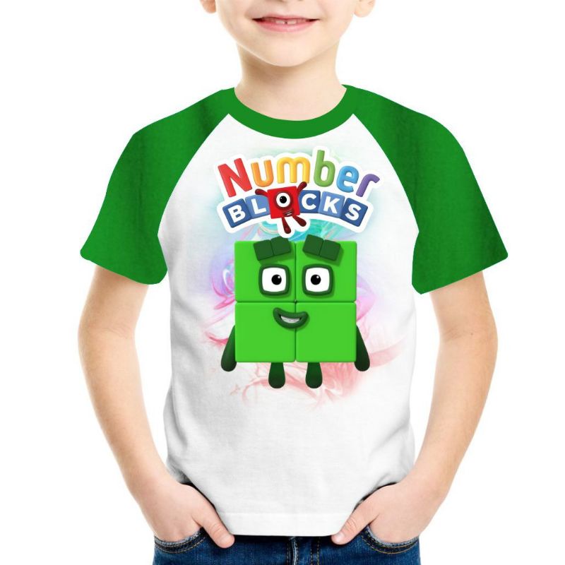 Camiseta Infantil Numberblocks camisetas números blocos desenho Numberblocks número 4 camiseta juvenil numberblocks