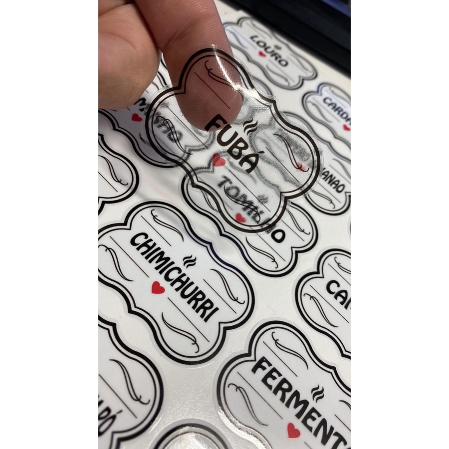 50 Adesivos no Vinil Transparente para Potes Organizadores Temperos Mantimentos Organizador 5x3,5cm