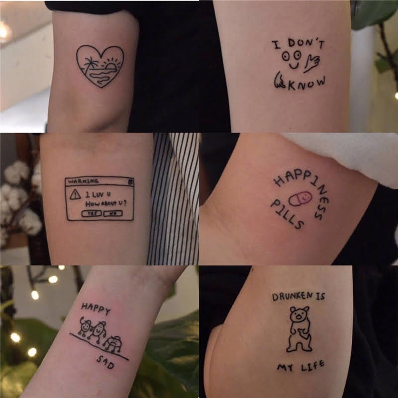 Tatuagem Temporária Cute Frases Divertidas Desenhos - TATOO FAKE SWEET