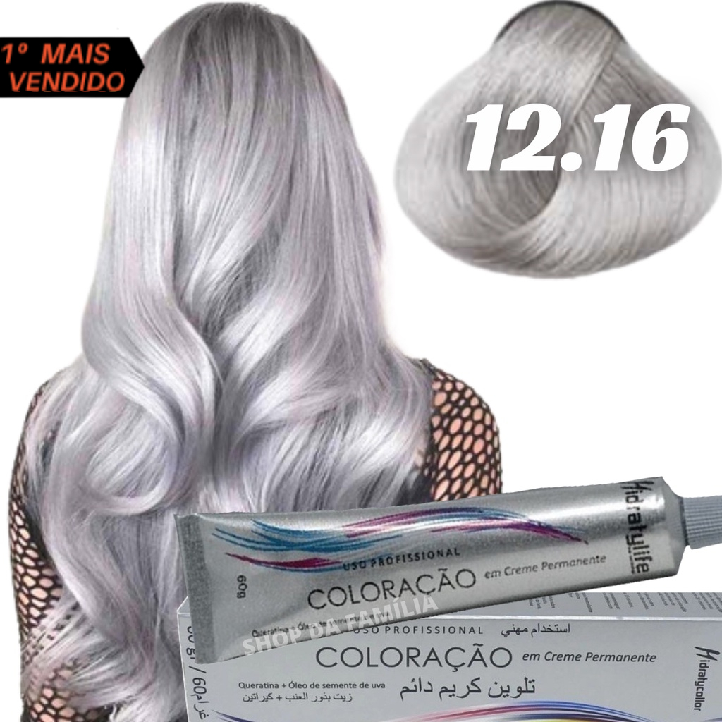 Cabelo Loiro Platinado | Tinta Profissional Platinum Acinzentado 12.16 ...
