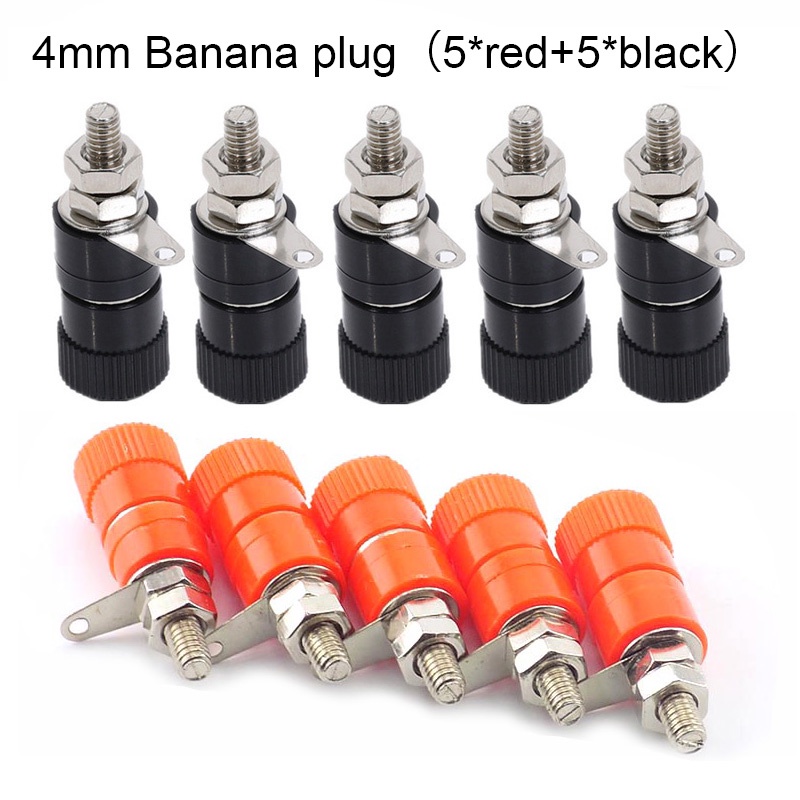 4mm Vermelho & Preto Banana Soquete Profissional Ligação Pós Montagem Plug Jack Amplificador Terminal Conector Niquelado