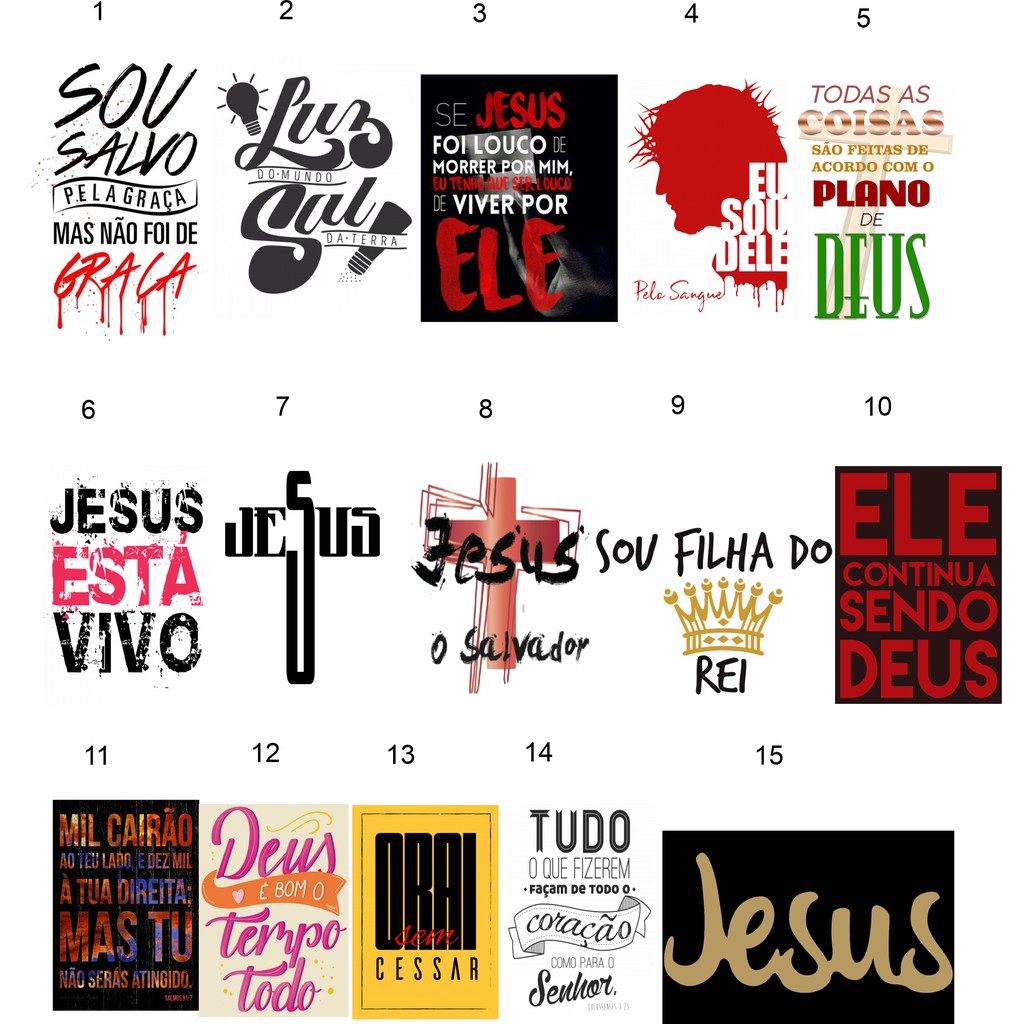 15 Estampas Para Camisetas Gospel Impressas Prontas.