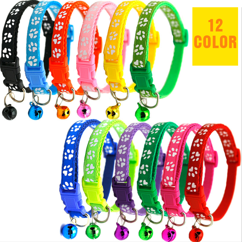 Coleira Pet Collar Ajustável Com Bell Dog Print Safety Buckle Puppy Necklace Acessórios Para Da Moda Cães Gatos