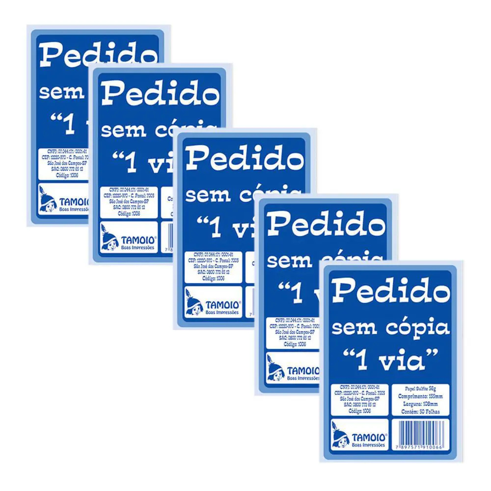 Bloco Pedido 1/36 Tamoio 1 Via Pequeno 50 Folhas 1006 C/20