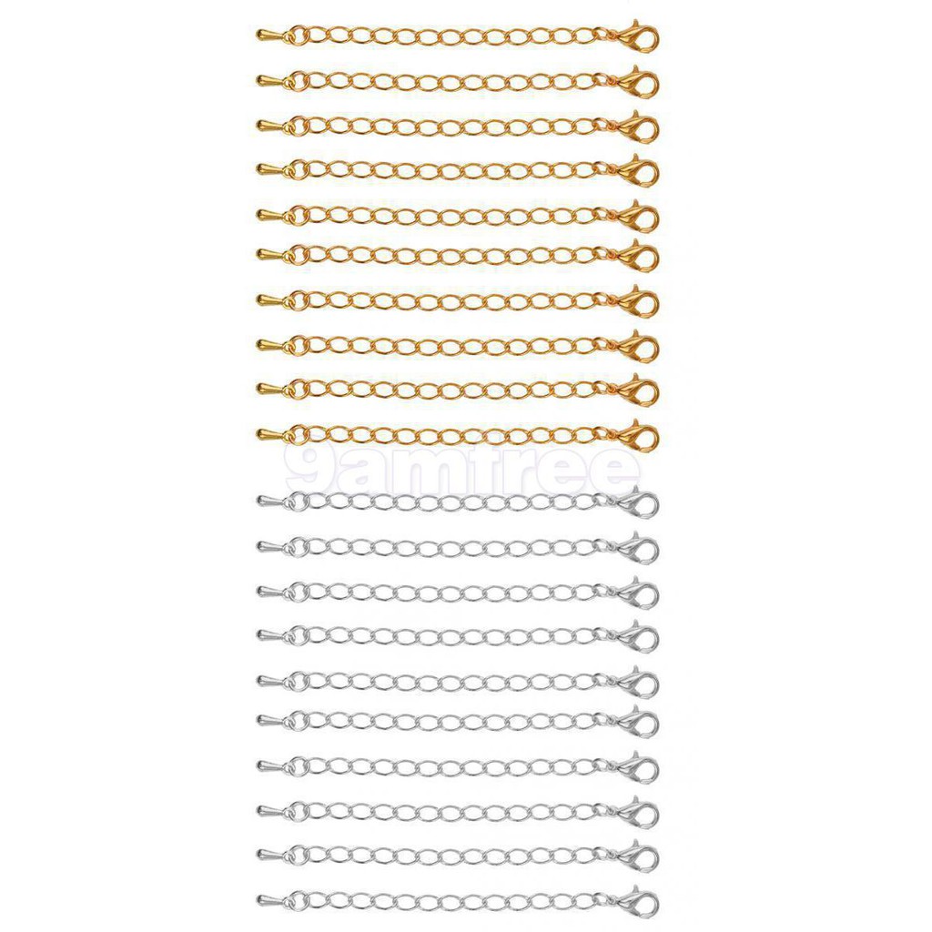 10 Pacotes De Colar Extensores De Jóias Corrente De Extensão De 75 mm-Gold/Prata Em stock LY em Oferta na Shopee