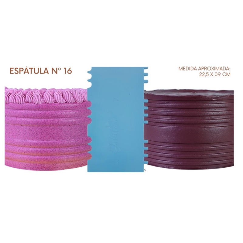 Espátula DECORATIVA N•16 AZUL para bolo Lsc 22,5 cm dupla confeitaria  (Chocobraz)//