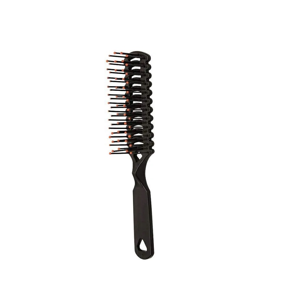 Escova de Cabelo Preta Plástica Modelo Jacaré Bolinha nas Pontas