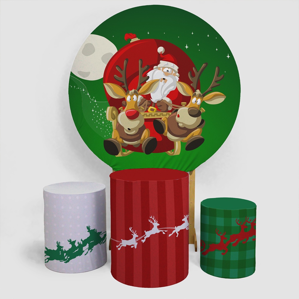Kit Decoração De Natal Painel Redondo 1,50cm x 1,50cm + Cilindros Treno  Renas Feliz Natal | Shopee Brasil