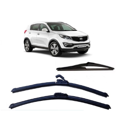 Kit 3 Palhetas Limpador De Parabrisa Dianteiro + Traseiro Kia Sportage G3 2011 2012 2013 2014 2015 2016