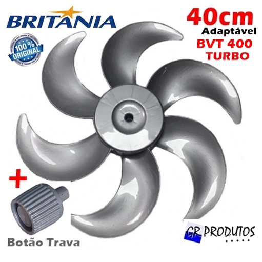 Hélice Britânia + Trava Ventilador BVT 400 TURBO Adaptável 40cm 40 6 Pás PRATA em Oferta na Shopee