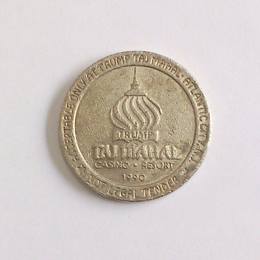 Moeda Token  Ficha Cassino 1 Dollar Trump Taj Mahal Casino ano 1990 Soberba