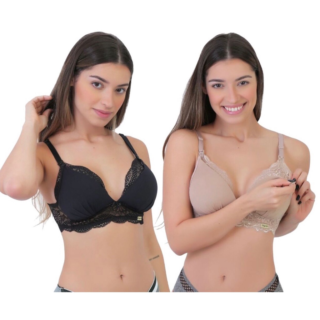 kit 2 Sutiã de Amamentação Com Alça Abre Fácil Sutia Gestante Reforçado Rendado em Oferta na Shopee