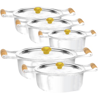 Conjunto de Cozinha Jogo de Panela Alumínio Batido 5 Peças em Oferta na Shopee
