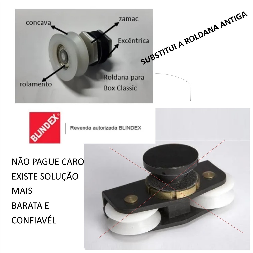 Roldana Para Box Blindex Modelo Classic Kit Com 1 Peça