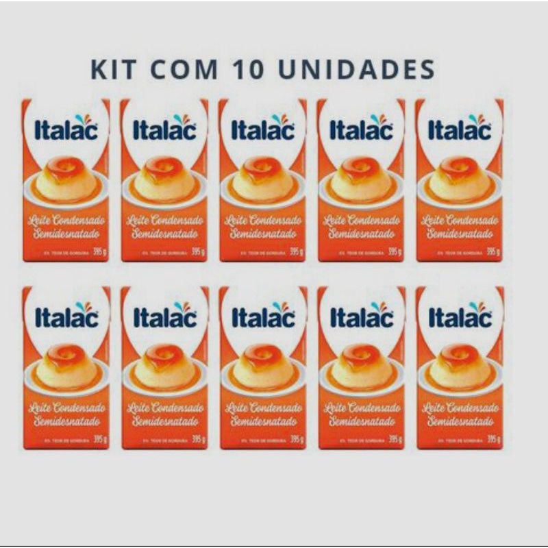 kit leite condensado italac 395g 10 unidades