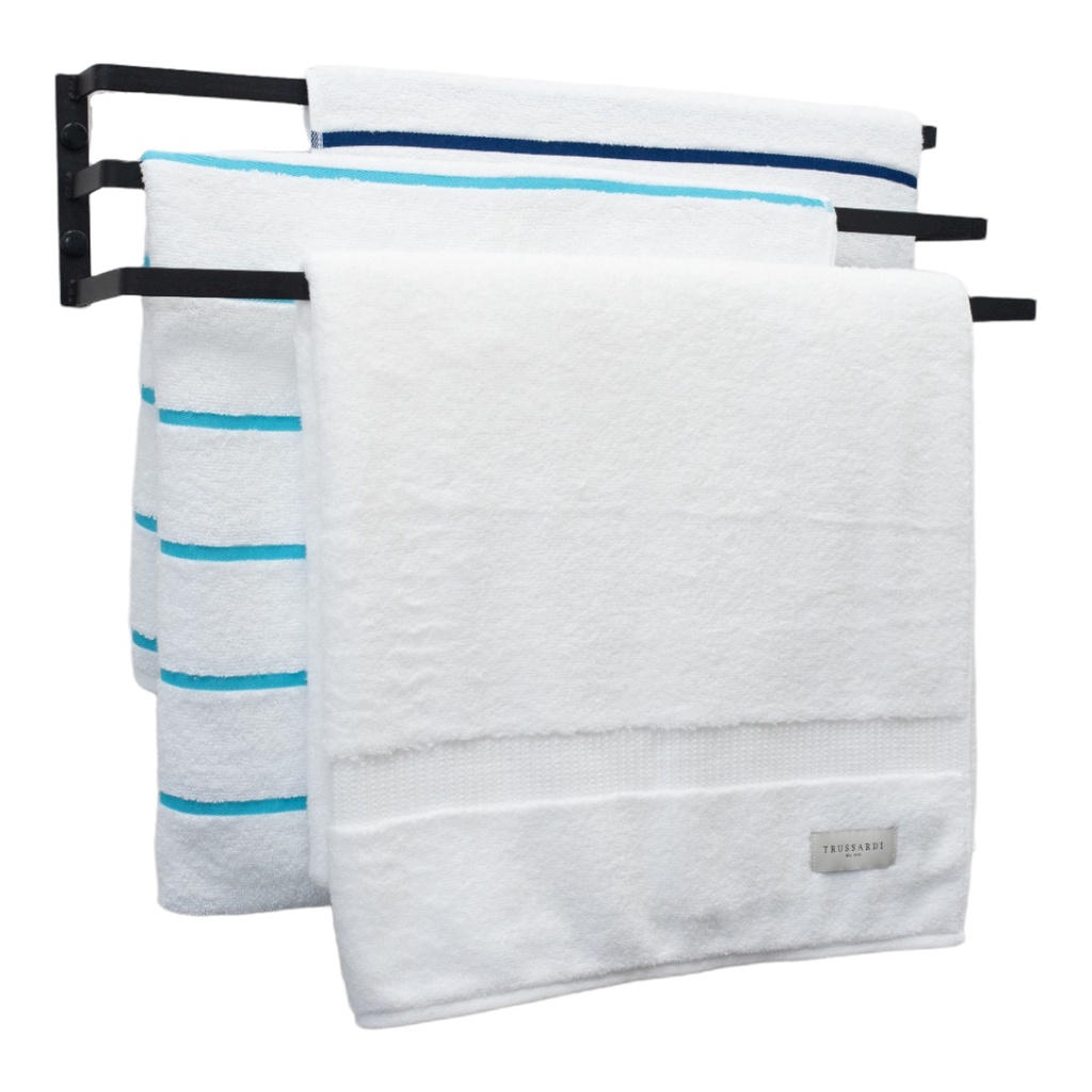 Porta Toalhas Triplo para Parede Preto Fosco 60cm