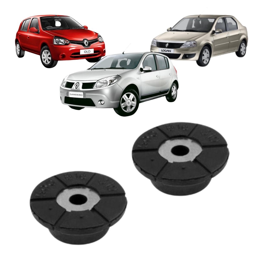 Kit 2 Coxim Bucha Amortecedor Traseiro Logan Sandero Clio
