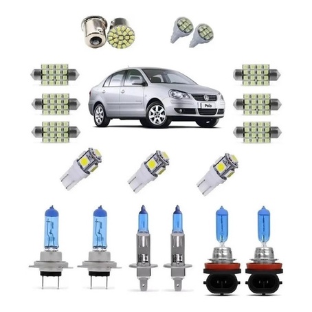 Kit Lampada Super Branca + Led Polo Farol + Milha 2007/2014