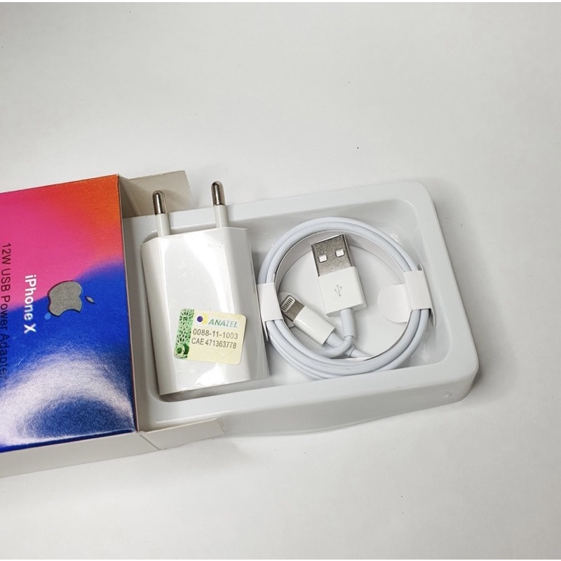 Carregador Completo Para iPhone Cabo USB Power Lightning Base Fonte Carregador 12W iPhone 5, 6, 7, 8, XR, X, 11, 12