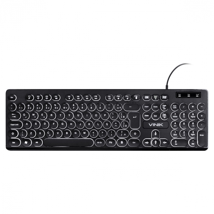 Teclado Chocolate Slim Multimidia Teclas Redondas Led Branco 1.8 Metros Usb - Tc200