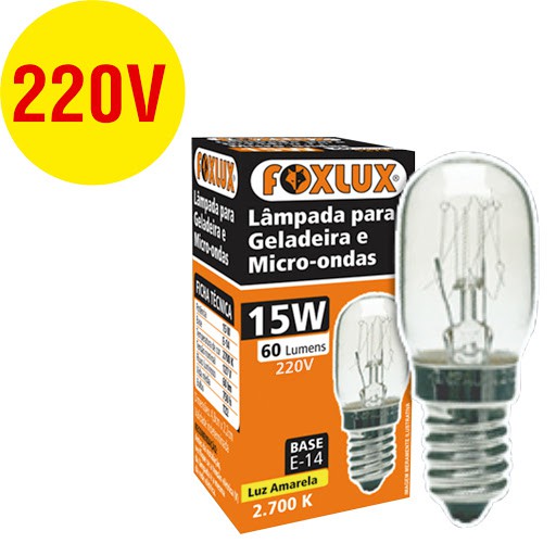 Lampada 15w 220v Bocal E14 Tu25 Amarela Branco Morno 3500k Incandescente Forno Fogao Geladeira Microondas Maquina Costura