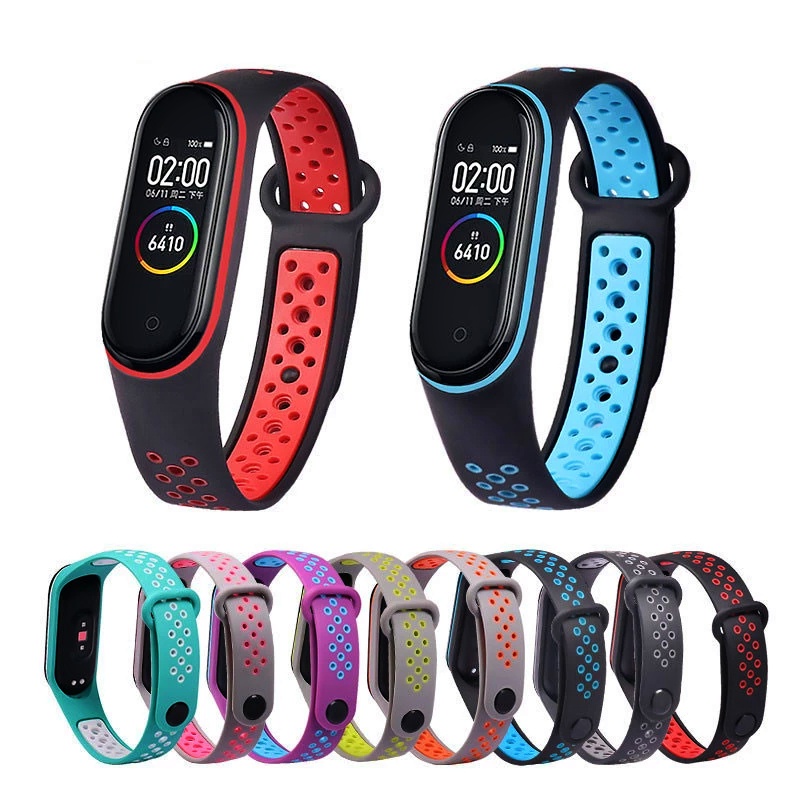 Pulseira Mi Band 5 e 6 Silicone Sport Bi-Color Respirável Anti-Suor p/ Xiaomi MiBand 5 e 6 - Envio Imediato em Oferta na Shopee