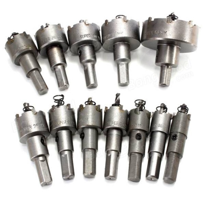 Kit Jogo 12 Brocas Serra Copo Videa Aço Ferro Alumínio Inox Outros Metais Com Widea Para Furadeira Manula e Bancada