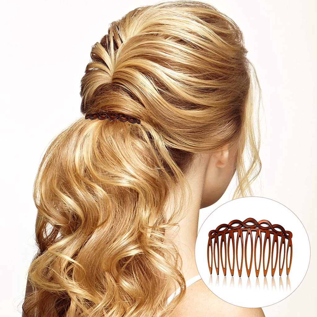 7,5cm Pente De Cabelo Garfo Lateral De Plástico Dentes Lisos Efeito De Tecelagem Inserção Clássica Retro Afiada Placa Dental Acessórios Francês Oito — imagem 2 de 2
