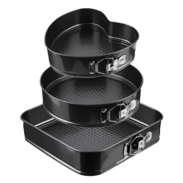 Conjunto Jogo 3 Formas Fundo Falso Antiaderente Bolo Torta (Quadrada, Redonda e Coração) em Oferta na Shopee