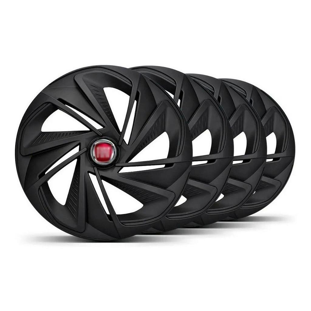Jogo Calota Fiat Aro 13 Nitro Palio Siena Mobi Argo Cronos Strada Idea Uno Punto Fiorino Preta Fosca Fosc Black