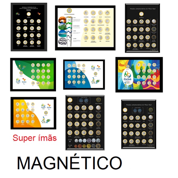Quadro Magnético Porta Moedas Expositor Olimpiadas Rio 2016 Plano Real Jogos Olimpicos Numismática Colecionador Presente