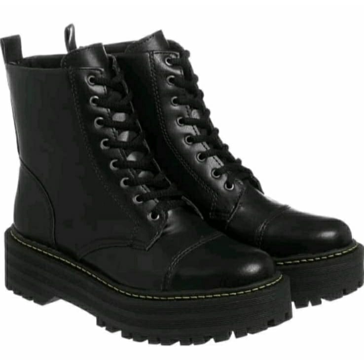 Coturno Feminino Blogueira Militar Tratorado Plataforma Confort Bota