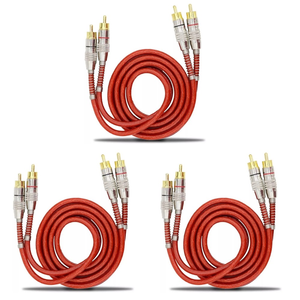 Kit 3 Cabo Rca De 1 Metro Blindado Tech One Svart Conector Banhado A Ouro Som Automotivo em Oferta na Shopee