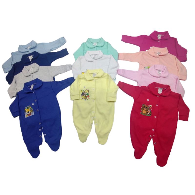 Macacão De Bebê Suedine 4 Peças 100% Algodão Menino Menina KIT COM 4 -CORES VARIADAS