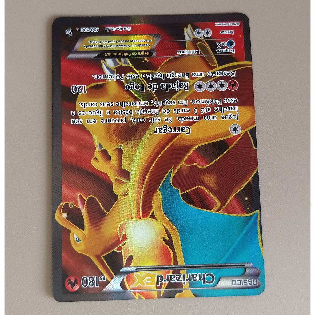 Carta Antiga Pokemon Charizard Ex 100 106 Full Art Ultra Rare Flashfire Original Card Shopee Brasil