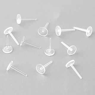 base brinco em plástico - transparente - 5x11mm 100 peças