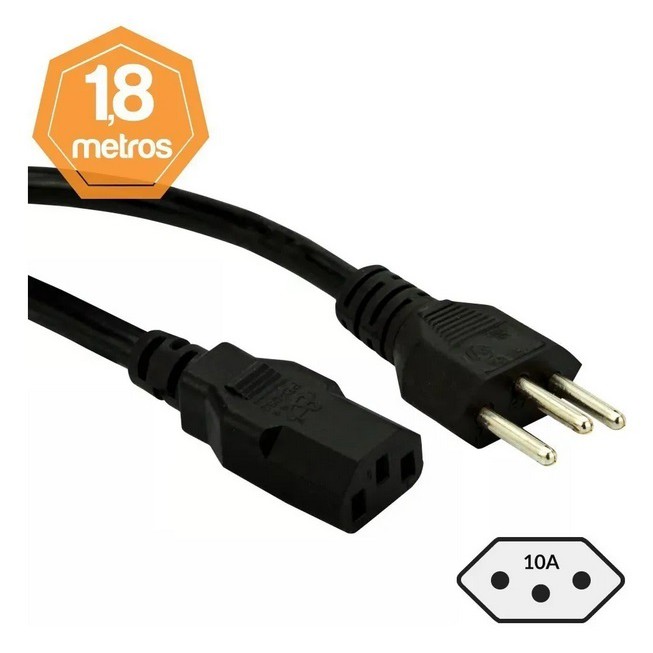 Cabo Força Novo Padrão Fonte Atx 1000w 3x0,75mm Inmetro 1.8m
