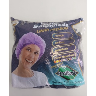 Kit Com 100 Touca Descartável Colorida - Preto / Rosa / Azul / Lilás
