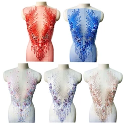 Bordado Rendas Apliques Costura Contas Flor Tecido Colar Remendo Vestido De Casamento Noiva DIY Artesanato