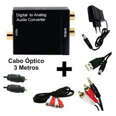 ADAPTADOR ÁUDIO OPTICO DIGITAL + CABO ÓPTICO 3M + CABO RCA