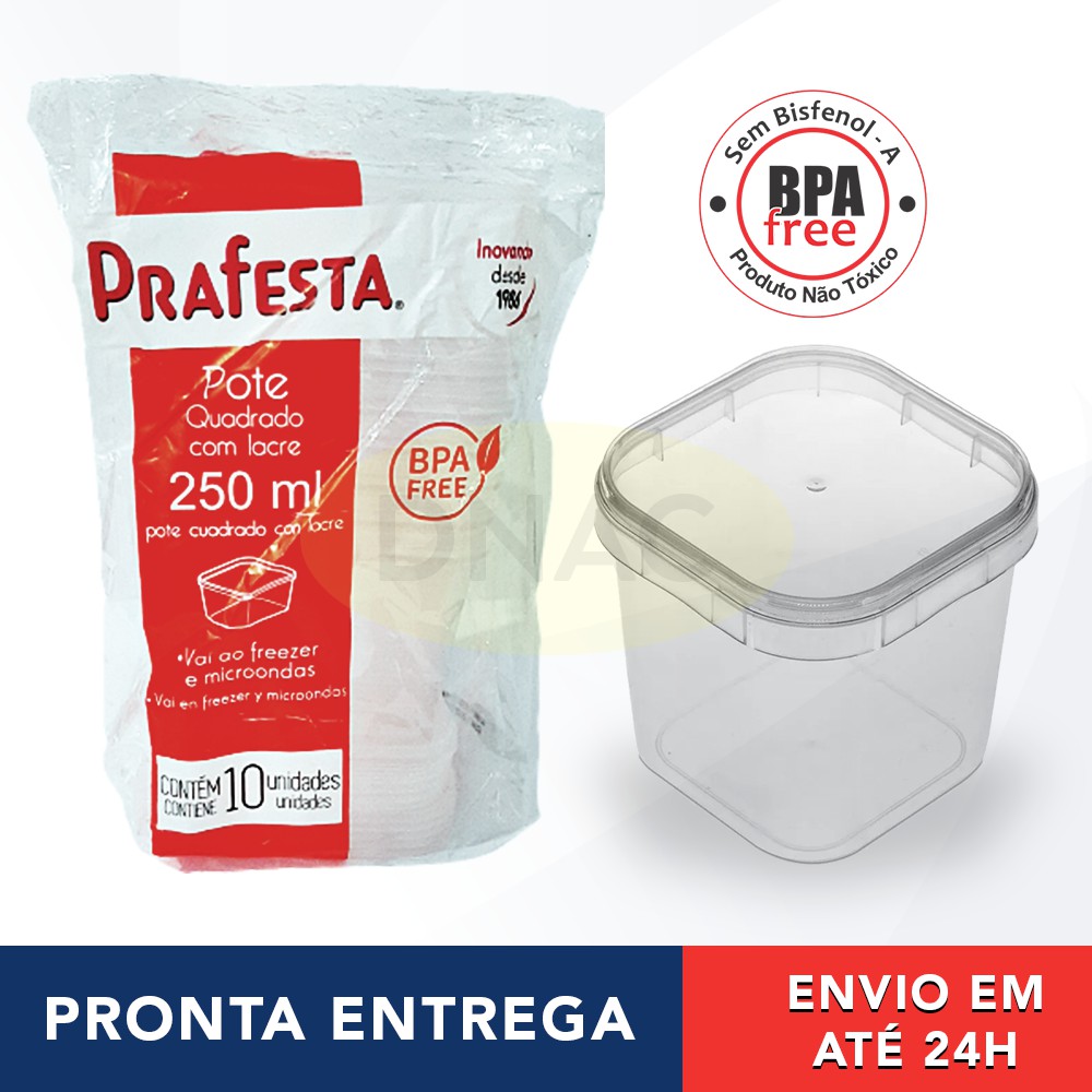Kit 10 Unid Pote Quadrado com Lacre 250ml - Bolo de Pote / Sobremesa Prafesta. em Oferta na Shopee