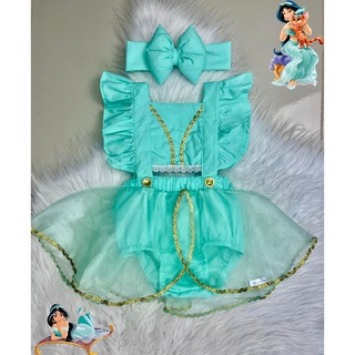 Romper Saia Jardineira Salopete Princesa Jasmine Aladim Presente Conjunto Infantil Menina Body Bebe Blogueirinha Fotos Mesversario Lookinho